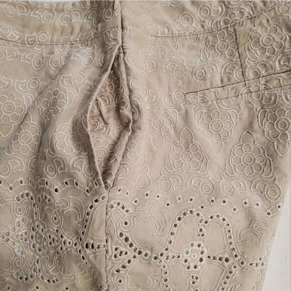 Anthropologie Elevenses Linen Blend Embroidered Shorts Size 6 - Picture 5 of 13